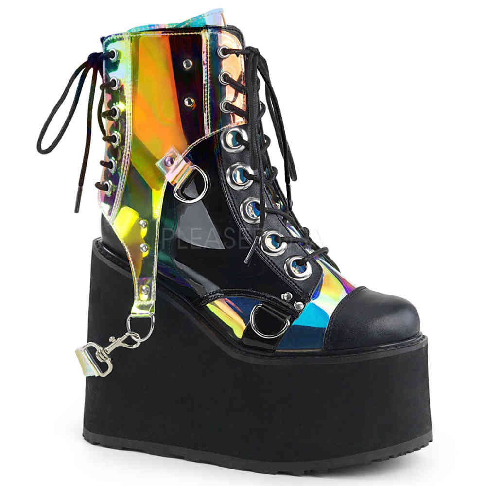 DemoniaCult - SWING-115 Platform Boots - US 7 - Black/Multicolours